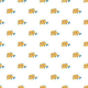 Cute cartoon fish pattern, seamless melancholy background Stockillustratie