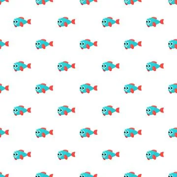 Cute cartoon fish seamless pattern swimming together Stock Illustration