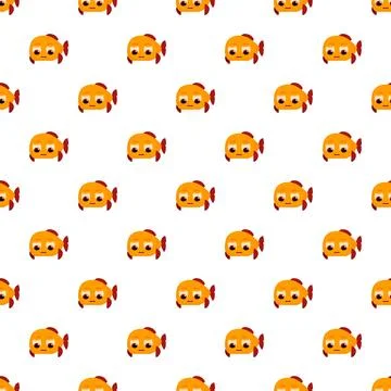 Cute cartoon fish seamless pattern with orange animals Stock Illustration