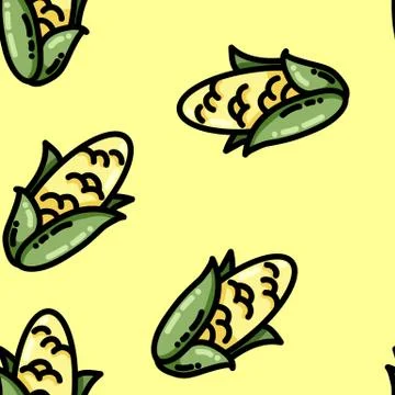 Cute cartoon flat style corn seamless pattern Stock Illustration