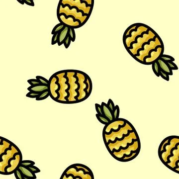 Cute cartoon flat style pineapple seamless pattern 스톡 일러스트