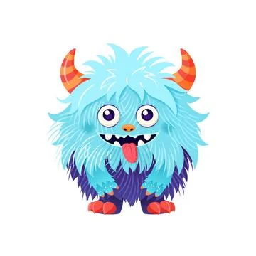 Cute cartoon fluffy monster. Vector clip art. Stock Illustration