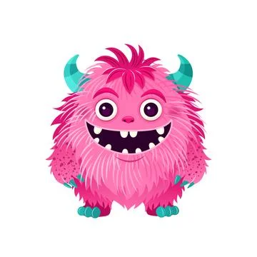 Cute cartoon fluffy monster. Vector clip art. Stockillustratie