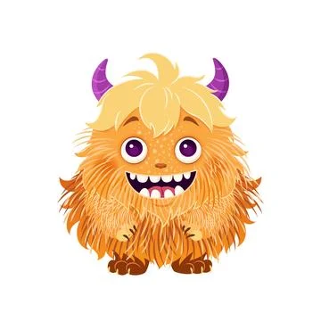 Cute cartoon fluffy monster. Vector clip art. Stockillustratie