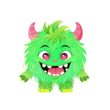 Cute cartoon fluffy monster. Vector clip art. Stockillustratie