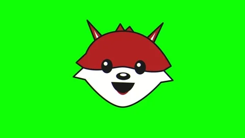 Cute Cartoon Fox Head Icon on Green Screen 4K Video Video stock 333598965