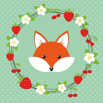 Cute cartoon fox Stock Illustration