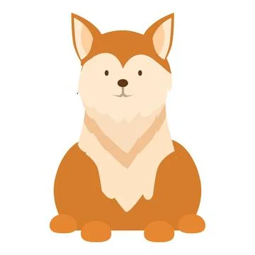 Cute cartoon fox sitting down on white background Illustrazione stock