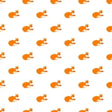 Cute cartoon foxes creating a seamless pattern background Stock Illustration