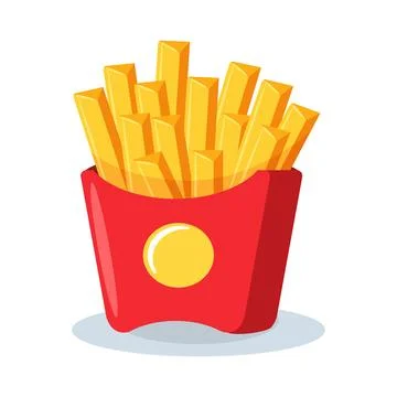 Cute cartoon french fried potato in colorful paper box Stock Illustration