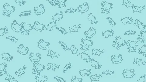 Cute Cartoon Frog Doodles Falling Seamless Loop Animation. Stock Footage 319219436