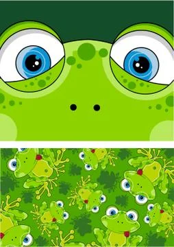 Cute Cartoon Frog Pattern Иллюстрация