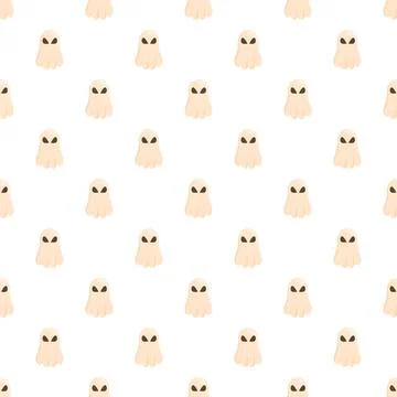Cute cartoon ghost characters creating halloween seamless pattern Stock Illustration