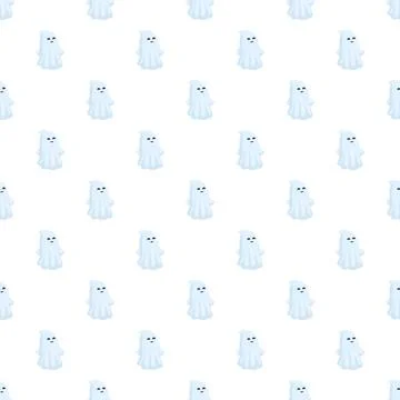 Cute cartoon ghost children seamless halloween pattern 스톡 일러스트