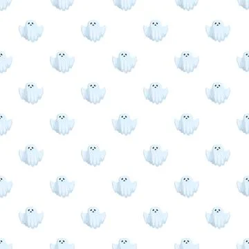 Cute cartoon ghost creature halloween seamless pattern Ilustración de archivo