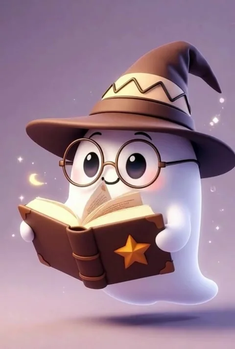Cute Cartoon Ghost Reading Book Illustration Stock-Footage 320602016