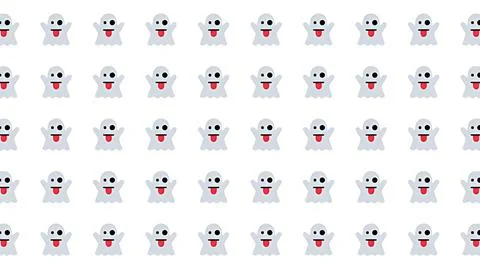 Cute Cartoon Ghost Seamless Pattern with Playful Winking Expression on Whit.. Stock Illustration