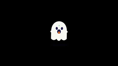 Cute cartoon ghosts floating in a grid on black background Stock Footage 346755445