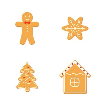 Cute cartoon ginger bread set vector art Stock Illustration