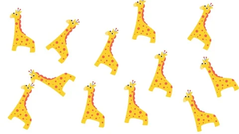 Cute Cartoon Giraffe Animal Pattern Illustration for Kids Nursery Background Stock Footage 345539243