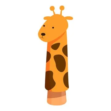 Cute cartoon giraffe hand puppet looking right Stock Illustration