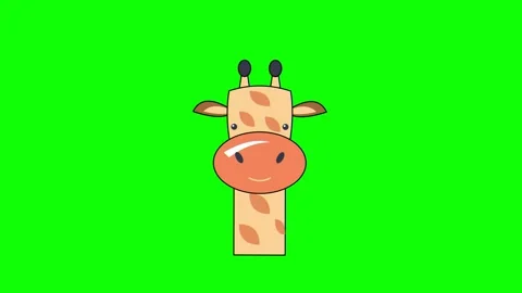 Cute Cartoon Giraffe Head Animation on Green Screen 4K Video Stock Footage 333598971