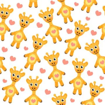 Cute cartoon giraffe seamless texture. Vector illustration Stock Illustration