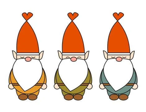 Cute cartoon gnome vector character set Stock Illustration