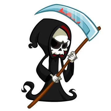 Cute cartoon grim reaper vector illustration Stock Illustration