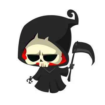 Cute cartoon grim reaper vector illustration Stock Illustration