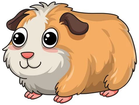 Cute Cartoon Guinea Pig Vector Illustration Isolated on White Background Stock Illustration