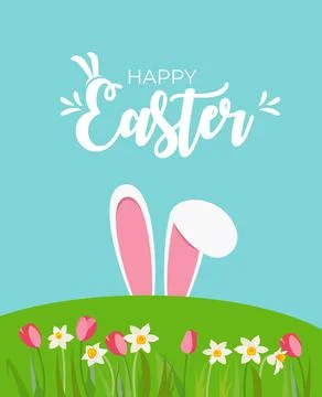 Cute Cartoon Happy Easter Spring Holiday Background Illustration イラスト素材