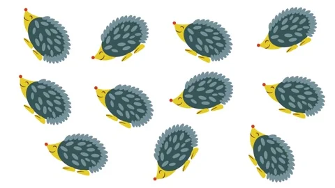 Cute Cartoon Hedgehog Pattern Animation Isolated on White Background Stock Footage 345539235
