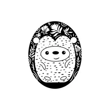 Cute cartoon hedgehog - vector illustration. Linocut style vector illustration Stock Illustration