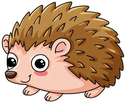 Cute Cartoon Hedgehog Vector Illustration Isolated on White Background Stock Illustration