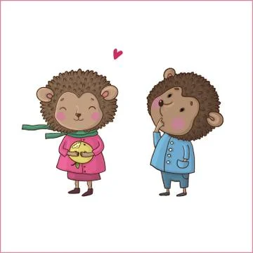 Cute cartoon hedgehogs. Stock Illustration