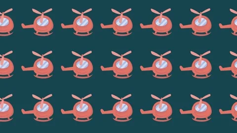 Cute cartoon helicopter seamless pattern on dark background animation Stock Footage 334323319