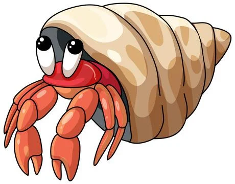 Cute Cartoon Hermit Crab Vector Illustration Isolated on White Background Stock Illustration