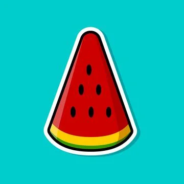 A cute cartoon image of a slice of red watermelon. Vector illustration. Stock-Illustration