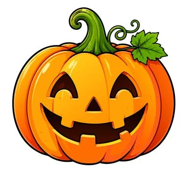 Cute cartoon jack o lantern pumpkin with happy face isolated for Halloween Stock Illustration