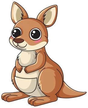 Cute Cartoon Kangaroo Vector Illustration Isolated on White Background Stock Illustration