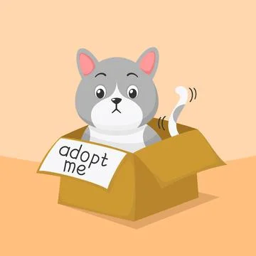 Cute cartoon kitty cat needs adoption Stock Illustration