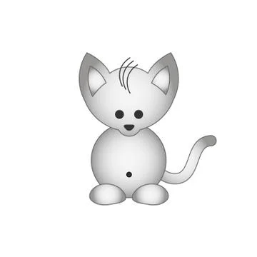 Cute cartoon kitty cat vector illustration isolated on white background. Stock Illustration
