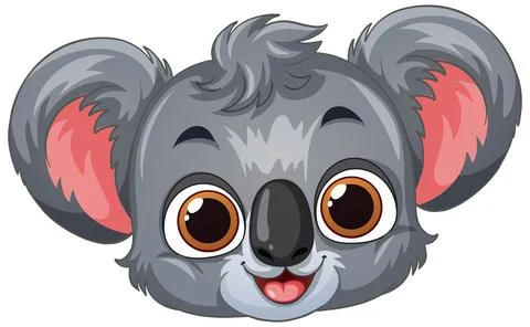 Cute Cartoon Koala Face Vector Illustration on White Background Stock Illustration