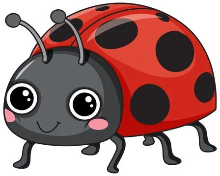 Cute Cartoon Ladybug Vector Illustration with Red Shell and Black Spots Stock Illustration