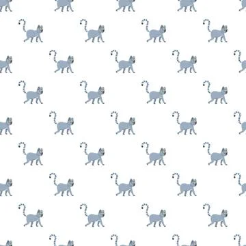 Cute cartoon lemur walking creating seamless pattern 스톡 일러스트