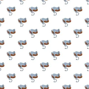 Cute cartoon lemurs sleeping repeating seamless pattern Stockillustratie