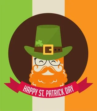 Cute cartoon leprechaun with beer. St. Patricks Day celebration. Stock Illustration
