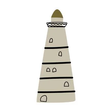 Cute cartoon lighthouse - nautical vector illustration of beacon building Ilustración de archivo
