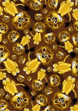 Cute Cartoon Lion Pattern Stockillustratie